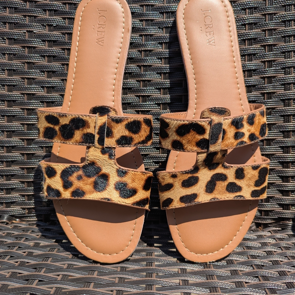 J. Crew Leopard Print Sandals - Brown and Black